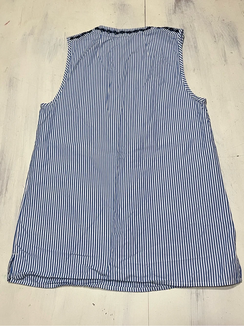 J. Crew Blue Stripe Geometric Embroidered Tassel Sleeveless Cotton Top Sz 00 - Picture 6 of 6